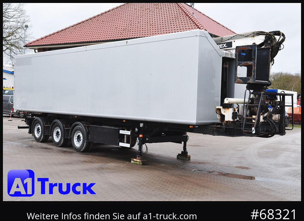 Dropside/ Flatbed semi-trailer H&W Glas, Atlas Kran + Kipper Lenkachse,: picture 1