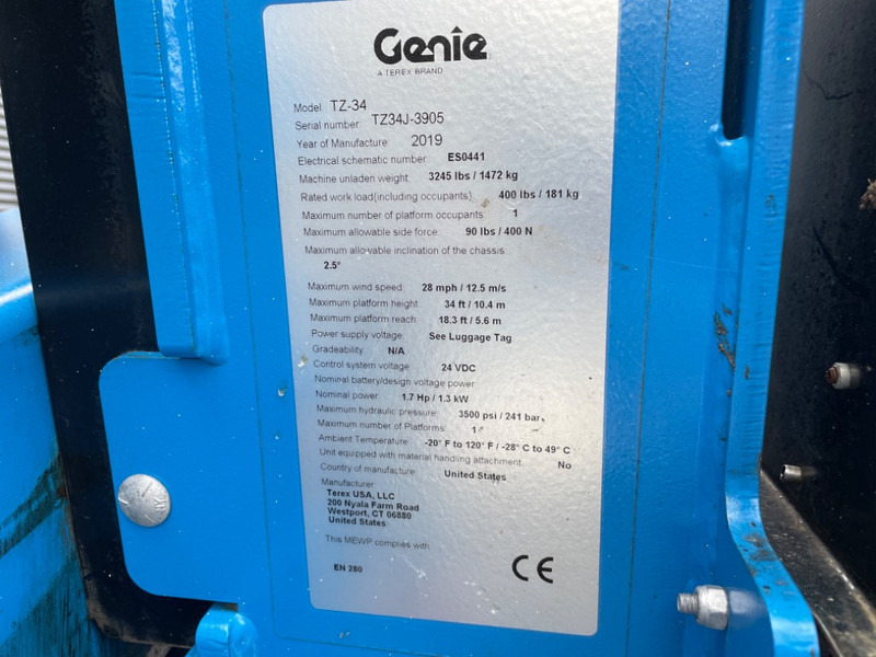 Trailer mounted boom lift Genie TZ 34/20: picture 11